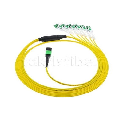 12F MPO-6x LC APC DX Uniboot SM Fiber Optic Patch Cord Nickel Sleeve 3.0mm çaplı