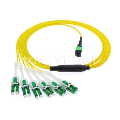 12F MPO-6x LC APC DX Uniboot SM Fiber Optic Patch Cord Nickel Sleeve 3.0mm çaplı