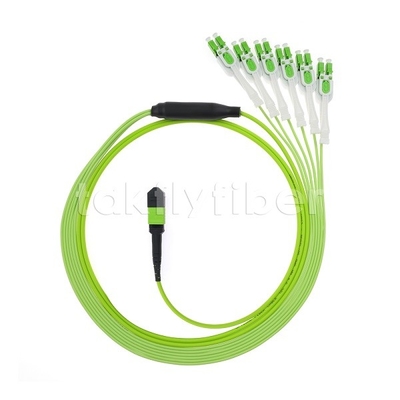 MPO / MTP Erkek veya Dişi OM5 Fiber Optic Patch Cord 12F LC APC DX Uniboot