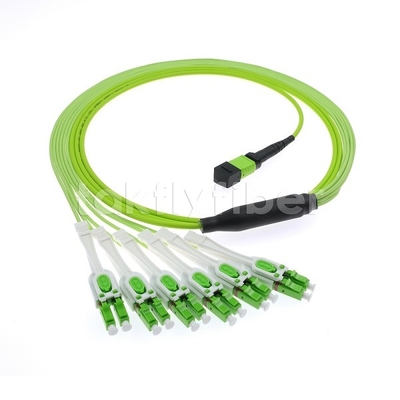 MPO / MTP Erkek veya Dişi OM5 Fiber Optic Patch Cord 12F LC APC DX Uniboot