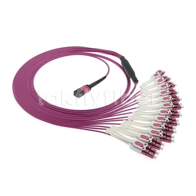 24F MTP 12x LC DX Uniboot OM4 Yüksek Hızlı Ağlar İçin Fiber Patch Kablosu