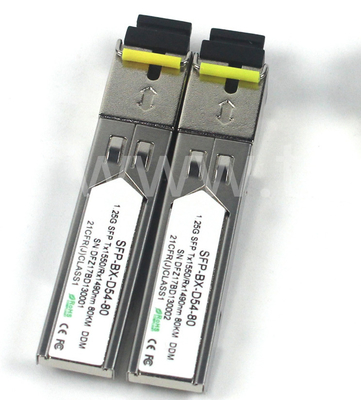 BIDI 1.25 G SFP Alıcı Tx1550/Rx1490nm 80KM SMF DDM LC CISCO JUNIPER HUAWEI Uyumlu