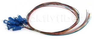 Telecom Grade 0.9mm 12 SC / UPC Bağlantısı ile Renkli Fiber Optic Pigtail Turuncu