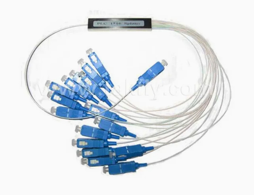 1X16 FTTX Mini Çelik Tüp Fiber Optic PLC Splitter Kablo Çapı 0.9mm FTTX Uygulamaları için