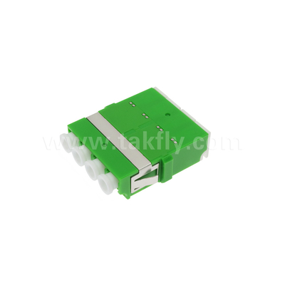 4 Port Yüksek yoğunluklu LC/APC Quad Tipi İç Kapak Adaptörü Tek Mod OS2, Ağ için Flenssiz Yeşil