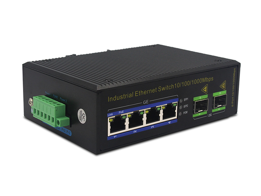 Endüstriyel POE Ethernet Anahtarı 4 Port Gigabit 2 SFP DIN-Ray