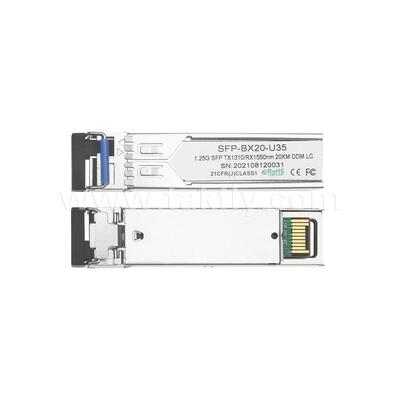 SFP 1.25gbps 20km LC Reach Tx1310nm/Rx1550nm Veri Merkezi FTTX için İki Yönlü Optik Alıcı