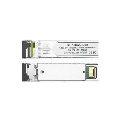 SFP 1.25gbps 20km LC Reach Tx1310nm/Rx1550nm Veri Merkezi FTTX için İki Yönlü Optik Alıcı
