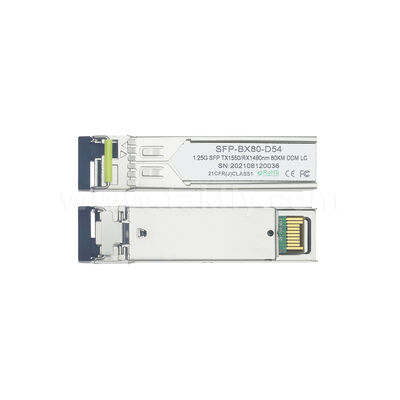 SFP 1,25gbps 80km LC Reach Tx1490nm/Rx1550nm Veri Merkezi FTTX için Çift Yönlü Optik Alıcı-Verici