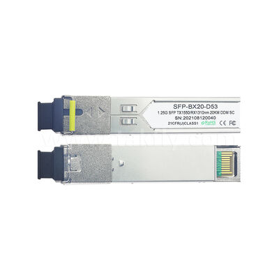 SFP Optik Alıcı Modülü 1.25Gbps 20KM SC Veri Merkezi FTTH FTTX için İki Yönlü