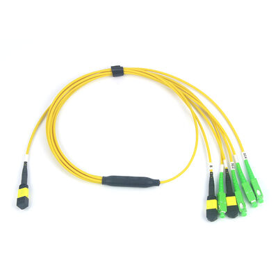 FTTH Drop & Test Uygulamaları için Precision Molded MT Ferrule ile 4x SC/APC Patch Cord'a doğru 12F MPO