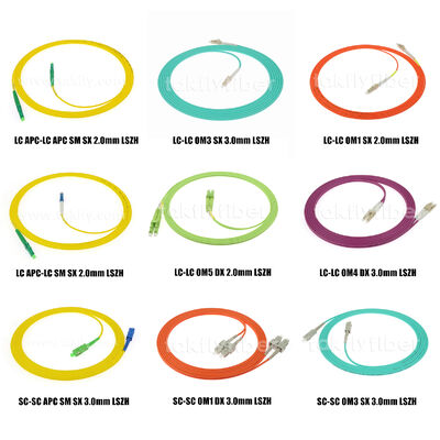 FTTH Veri Merkezi Telekom için Fiber Optic Patchcord LC/Sc/FC/St SingleMode/Multimode Upc/APC Simplex/Duplex Jumper