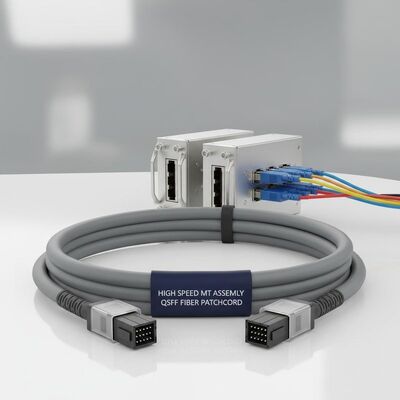 QSFP modülleri için yüksek hızlı düşük kayıplı özelleştirilebilir MT Montaj Fiber Optic Patchcord