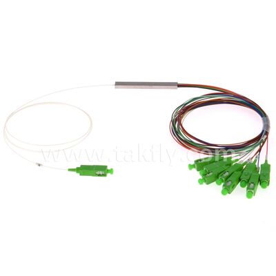 PLC Ayırıcı 0.9mm renkli çıkışlar Mini Çelik Boru SC APC/UPC Veri Merkezi Telekomünikasyon FTTX için Fiber Optik
