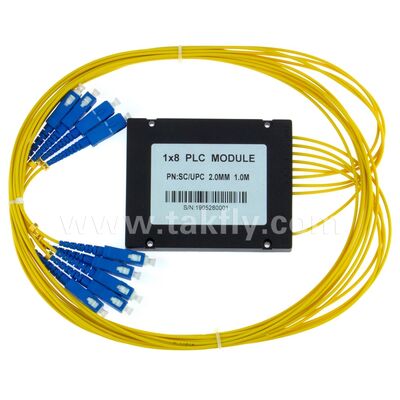 Fiber Optik PLC Ayırıcı ABS kutu 1xN SC APC/UPC Fttx Telekom Veri Merkezi için