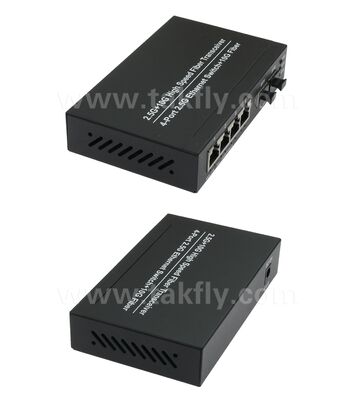 10G Yükseltme ve Yüksek Hızlı Ağ Genişletme için Fansız Metal Kasalı 2.5G 2 Port Fiber 4 Port Bakır Ethernet Anahtarı