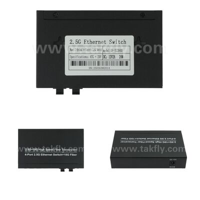 10G Yükseltme ve Yüksek Hızlı Ağ Genişletme için Fansız Metal Kasalı 2.5G 2 Port Fiber 4 Port Bakır Ethernet Anahtarı