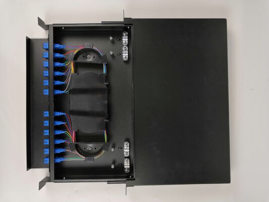 24 Çekirdekli Kaydırılabilir 19 İnç Raf Tipi Fiber Optik Dağıtım Kutusu (Basitleştirilmiş Kablo Yönetimi ile)