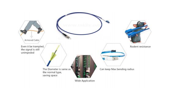 Zırhlı Fiber Patch Kablo | Paslanmaz Çelik Boru ve Kevlar Takviyeli | FTTH, Veri Merkezi ve Endüstriyel Ağlar için Bükülmeye Duyarsız