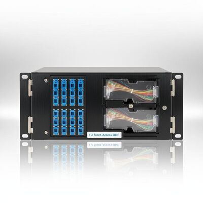 1U Ön Erişim Rackmount ODF 2 Splice Tepsisi ve 12-48 çekirdek Kapasitesi ile