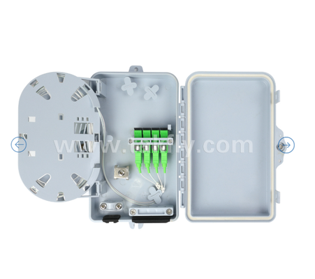 Fiber Optic Termination Box FTKS-1805-04A, 4 SC/APC SM SX Adaptörü, Pigtail yüklü, FTTH FTTx Splicing Distribution Splitting Storage Cable Management Enclosure Duvar Montajı
