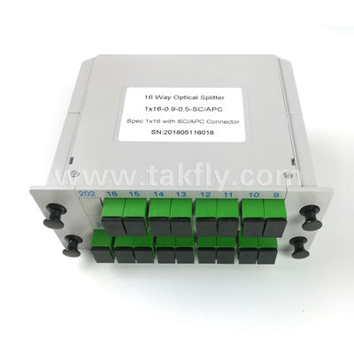 LGX Box PLC Splitter 1×2'den 2×64'e kadar standartlanmış ayak izi, SC/LC bağlantıları ile uyumludur