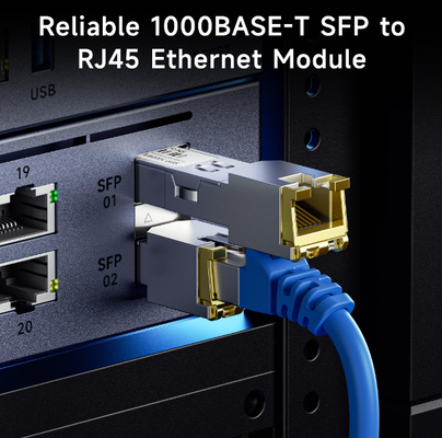 RJ45 Gigabit SFP Modülü 1000BASE-T Bakır SFP Alıcı 1.25Gbps ve Düşük EMI