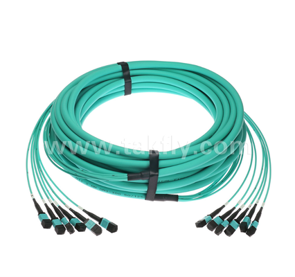 72 çekirdekli MPO / PC Trunk Patch Cord OM3 Multimode, 6 × MPO Girişten 6 × MPO Çıktısına, Düşük Giriş Kaybı, Yüksek Nitelik Verita Merkezi ve 40G / 100G SR4/SR10 Uygulamaları için