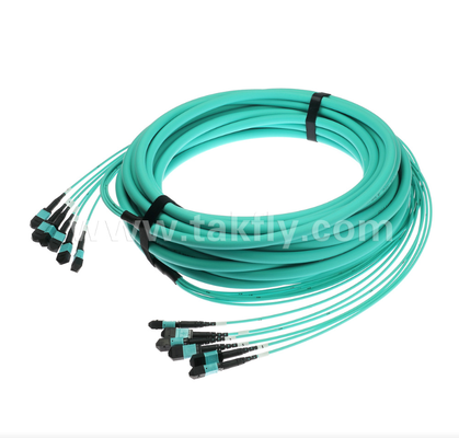 72 çekirdekli MPO / PC Trunk Patch Cord OM3 Multimode, 6 × MPO Girişten 6 × MPO Çıktısına, Düşük Giriş Kaybı, Yüksek Nitelik Verita Merkezi ve 40G / 100G SR4/SR10 Uygulamaları için