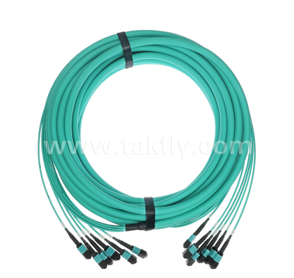 72 çekirdekli MPO / PC Trunk Patch Cord OM3 Multimode, 6 × MPO Girişten 6 × MPO Çıktısına, Düşük Giriş Kaybı, Yüksek Nitelik Verita Merkezi ve 40G / 100G SR4/SR10 Uygulamaları için