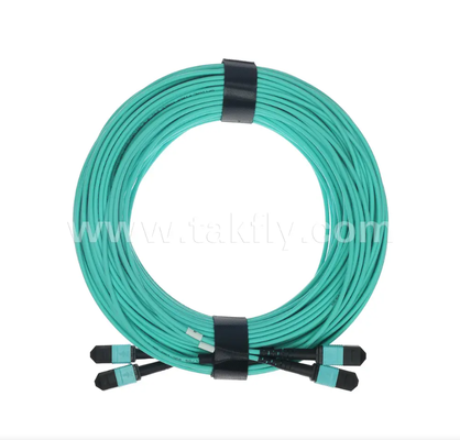24 çekirdekli MPO / PC Mini Trunk Patch Cord OM3 Multimode, 2 × MPO Girişten 2 × MPO Çıktısına, Düşük Giriş Kaybı, Yüksek Nitelik Veri Merkezi ve 40G/100G SR4 Uygulamaları için