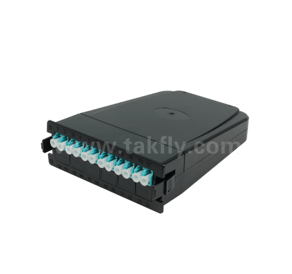 MPO/MTP'den LC'ye önceden sonlandırılmış kaset modülü 12 çekirdekli veya 24 çekirdekli, LC Duplex ön panel, çift MPO arka adaptörleri, yüksek yoğunluklu veri merkezi kablolama için plug-and-play