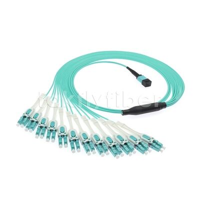 MPO/MTP Patchcord Fanout Uniboot LC Multimode OM3 Veri Merkezi Kablolama AI Telekom için Fiber Optic Kablo