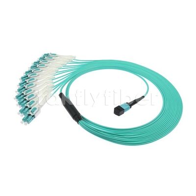 MPO/MTP Patchcord Fanout Uniboot LC Multimode OM3 Veri Merkezi Kablolama AI Telekom için Fiber Optic Kablo