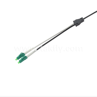 LC/APC Flat Drop Patch Cord - 2 Cor Duplex, önceden bağlantılı, titreşim karşıtı, hızlı FTTH dağıtımı için içeride değerlendirildi.