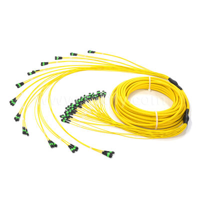 Amphenol Özelleştirilmiş 288 Fiber 0.35dB Maksimum Giriş Kaybı Tek Modlu OS2 MPO Trunk Kablosu Veri Merkezi İçin