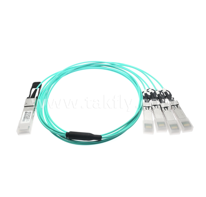 40G QSFP+ to 4x10G SFP+ Active Optical Cable – Breakout, 4-Channel Full-Duplex, VCSEL, Hot-Pluggable