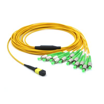 FC to MPO MTP G657A1 12 Fiber Mpo Breakout Kablo 0.3dB Düşük Ekleme Kaybı