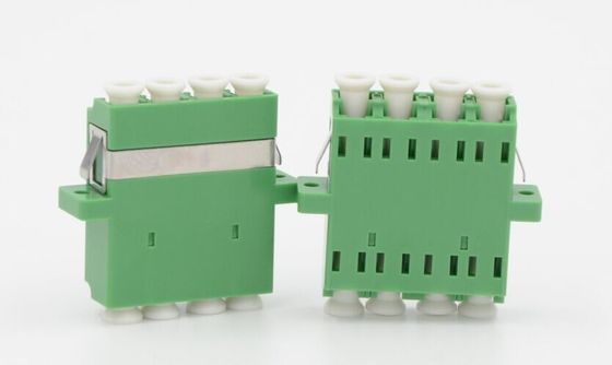 Telekom Ağı için LC APC Dörtlü Fiber Optik Adaptör SM Flanşsız Yeşil Renk