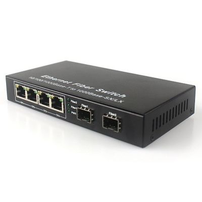 4 Ethernet 2 Fiber Bağlantı Noktası Yönetilmeyen Ethernet Fiber Anahtarı 10/100/1000M
