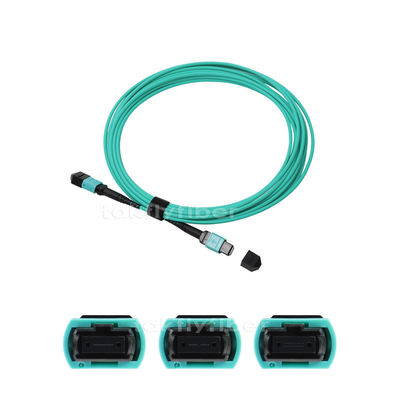 OM3 8/12/24 Çekirdek MPO MTP Fiber Optik Kablo, 3.0mm, MM 50/125, Aqua