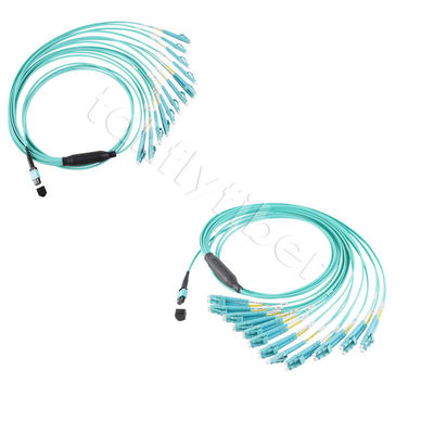 Fiber Optic MPO MTP Kablosu 24 çekirdekten 12LC DX Om3 Fanout Patch Kablosuna kadar