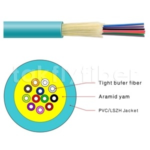 İç Mekan Dağıtım Fiber Optik Kablo 2 ila 48 Çekirdek SM Veya MM LSZH, Plenum OFNP