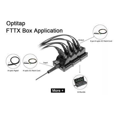 1x8 Ayırıcı OptiTap Konnektör Bırakma Kablosu Dielektrik / Tonlanabilir Kablo MST Kutusu, 8 Portlu OptiTap Ortak Kapatma