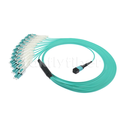 Fiber Optic MPO MTP Kablosu 24 çekirdekten 12LC DX Om3 Fanout Patch Kablosuna kadar