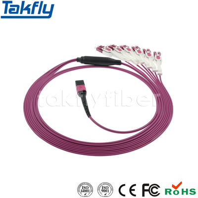 Elit Tip Çok Modlu OM4 MPO-LC Breakout Kablosu Yüksek Yoğunluklu 12C MTP-LC OM4 Fanout Kablosu