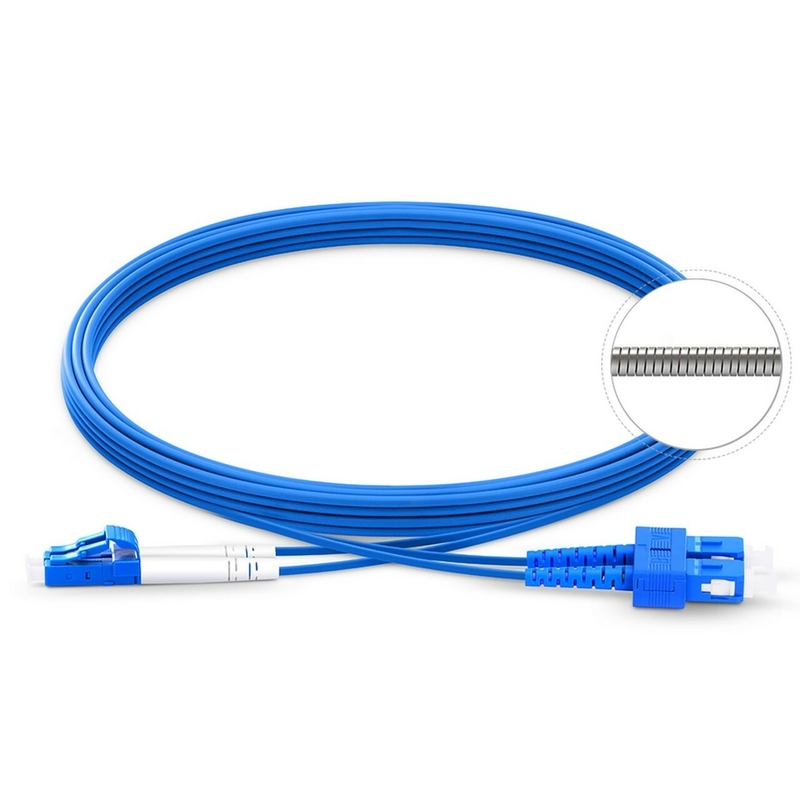 Mavi Fiber Optik Patchcord Simplex Duplex 3.0mm çaplı düşük ekleme kaybı lif kabloları