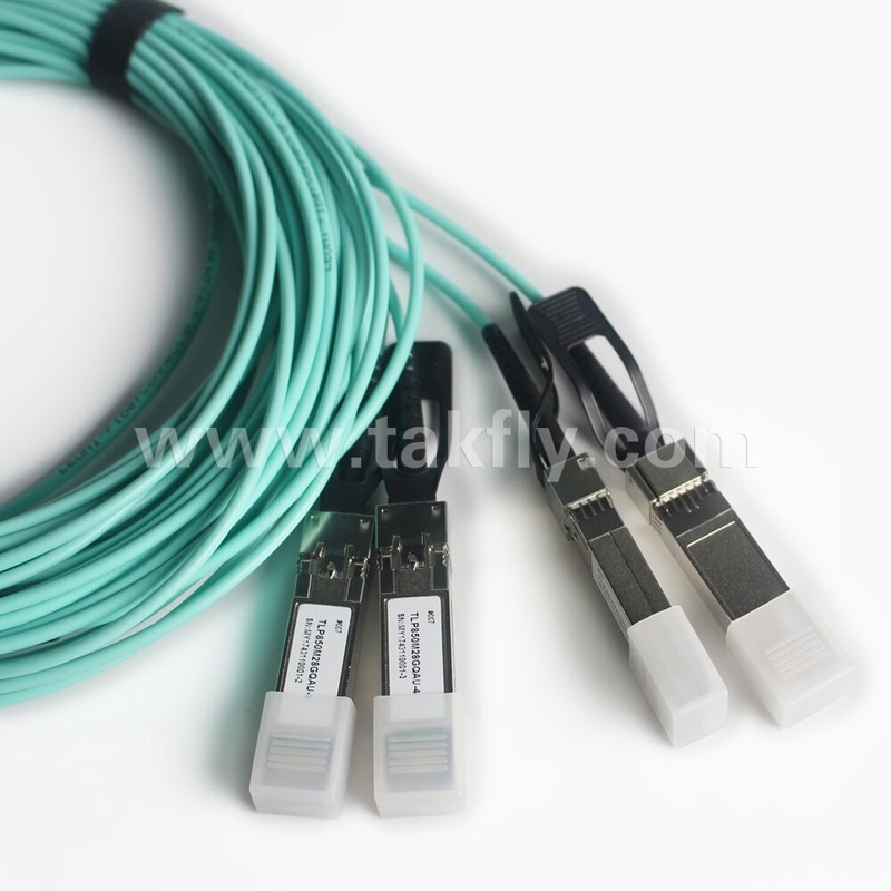 100Gb/s QSFP28 To 4x SFP28 Breakout Aktif Optik Kablo AOC Kablo Hızlı Veri Transferi