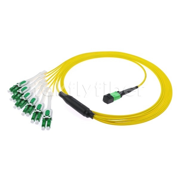 12F MPO-6x LC APC DX Uniboot SM Fiber Optic Patch Cord Nickel Sleeve 3.0mm çaplı