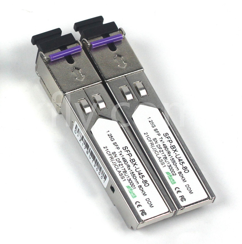 1.25G SFP BIDI Modülü Tx1490/Rx1550nm 80KM SMF DDM LC CISCO JUNIPER HUAWEI uyumlu